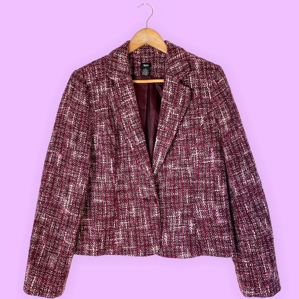 VINTAGE INSPIRED MULTICOLOR BLAZER - SHOULDER PADS, BUTTON & SILKY LINING [51]